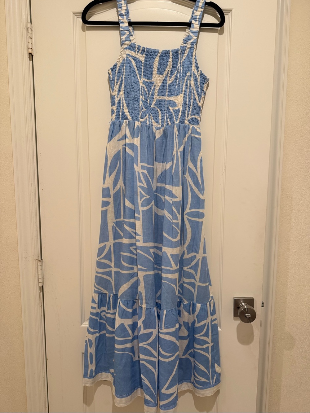 Marine Layer Blue and White Smocked dress